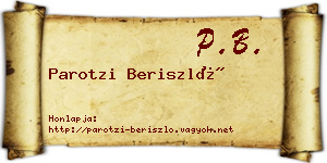Parotzi Beriszló névjegykártya